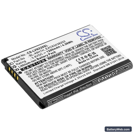LG VN220 Replacement Battery, 3.8V, 1200mAh, Li-ion 1