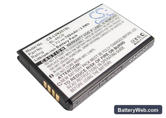 LG Cosmos 2 Replacement Battery, 3.7V, 700mAh, Li-ion 1