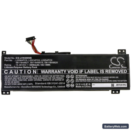 Lenovo Legion 5-15ACH6A Replacement Battery, 15.36V, 3850mAh, Li-Polymer 3