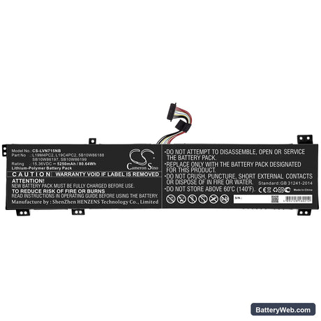 Lenovo Y9000K 2020 Replacement Battery, 15.36V, 5250mAh, Li-Polymer 3