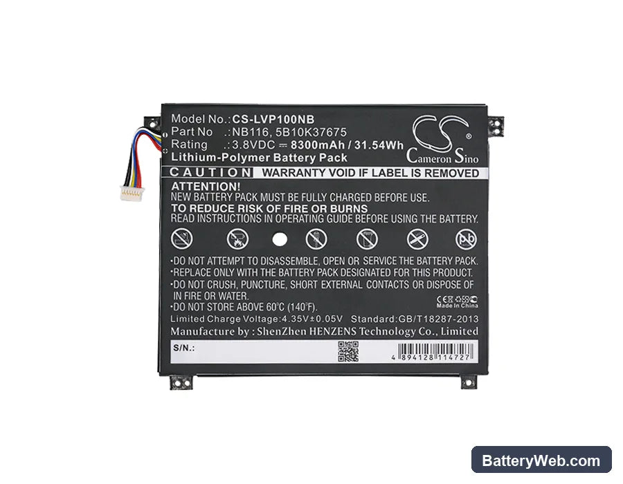 Lenovo IdeaPad 100S Replacement Battery, 3.8V, 8300mAh, Li-Polymer 5
