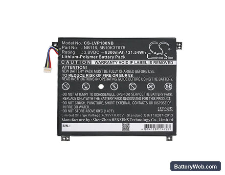 Lenovo IdeaPad 100S Replacement Battery, 3.8V, 8300mAh, Li-Polymer 5