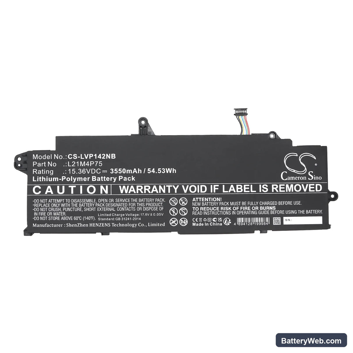Lenovo ThinkPad T14s Gen 3(Intel)21BR00G7CX Replacement Battery, 15.36V, 3550mAh, Li-Polymer 3