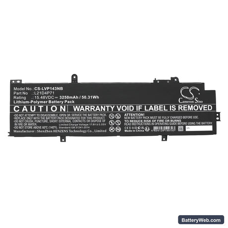 Lenovo ThinkPad P14s Gen 3(AMD)21J5000LMZ Replacement Battery, 15.48V, 3250mAh, Li-Polymer 3