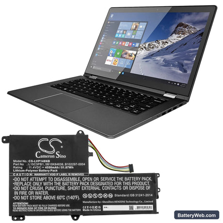 Lenovo IdeaPad Flex 4-1480 Replacement Battery, 11.4V, 4550mAh, Li-Polymer 5