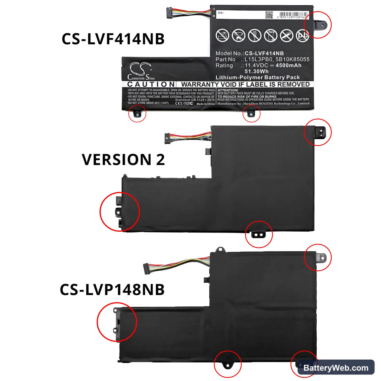 Lenovo IdeaPad Flex 4-1480 Replacement Battery, 11.4V, 4550mAh, Li-Polymer 6