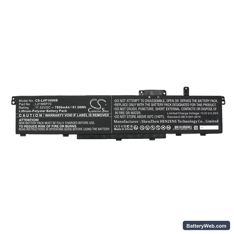 Lenovo ThinkPad P16 00CD 2022 Replacement Battery, 11.52V, 7950mAh, Li-Polymer 3