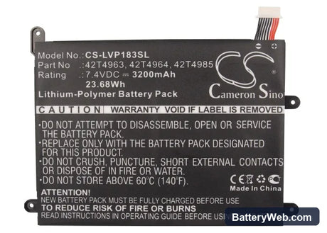 Lenovo ThinkPad 1838 Replacement Battery, 7.4V, 3200mAh, Li-Polymer 5