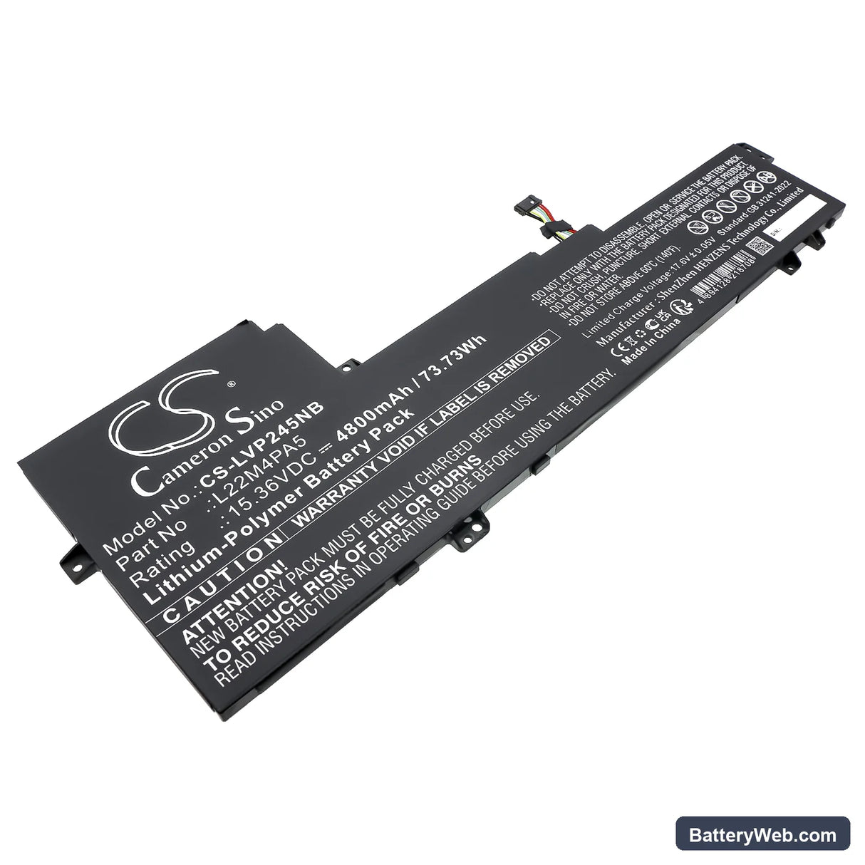 Lenovo IdeaPad Slim 5 16ABR8 Replacement Battery, 15.36V, 4800mAh, Li-Polymer 1