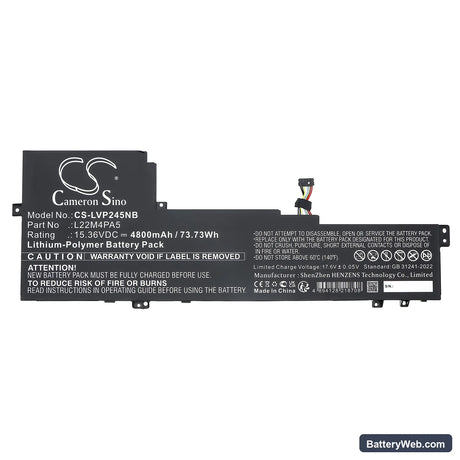 Lenovo IdeaPad Slim 5 16ABR8 Replacement Battery, 15.36V, 4800mAh, Li-Polymer 3