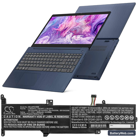 Lenovo Ideapad 3-15 Replacement Battery, 11.1V, 3950mAh, Li-Polymer 5