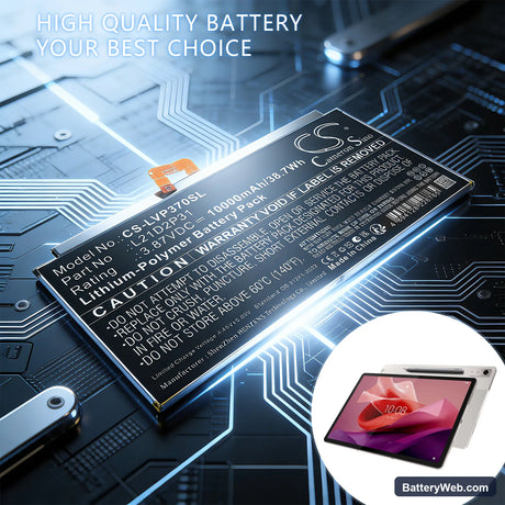 Lenovo Tab P12 Replacement Battery, 3.87V, 10000mAh, Li-Polymer 5
