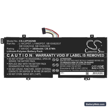 Lenovo IdeaPad 3 10IGL5 (82AT) Replacement Battery, 7.68V, 3850mAh, Li-Polymer 3