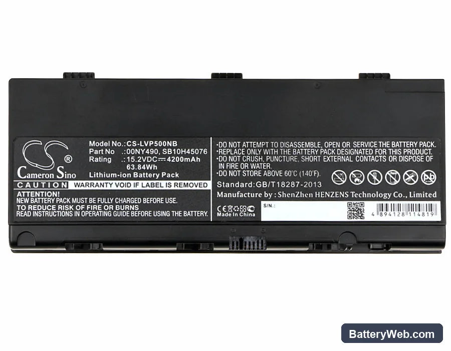 Lenovo ThinkPad P50 Replacement Battery, 15.2V, 4200mAh, Li-ion 5