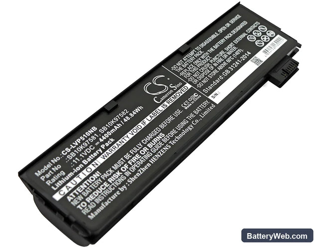 Lenovo Thinkpad P51S Replacement Battery, 11.1V, 4400mAh, Li-ion 1