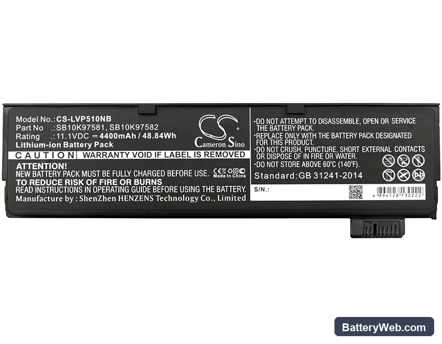 Lenovo Thinkpad P51S Replacement Battery, 11.1V, 4400mAh, Li-ion 3
