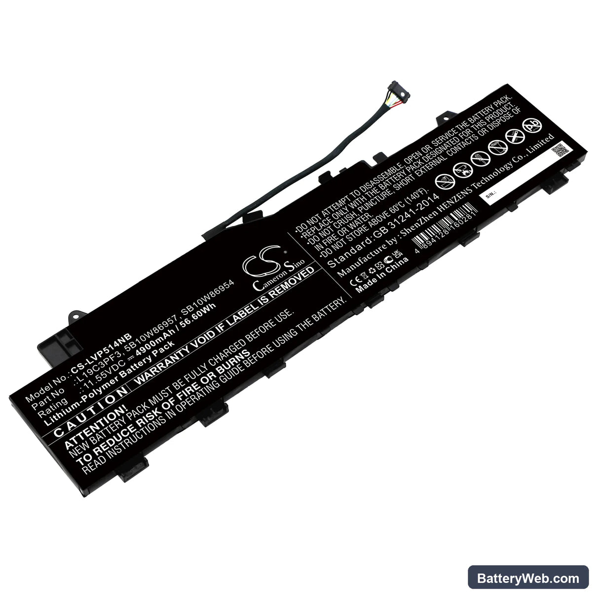 Lenovo IdeaPad 5 14 Replacement Battery, 11.55V, 4900mAh, Li-Polymer 1