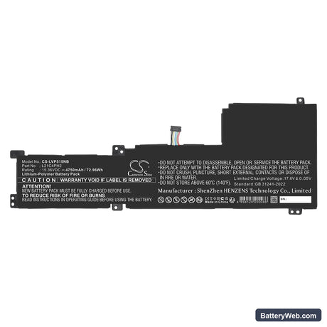 Lenovo IdeaPad 5-15ARE05 Replacement Battery, 15.36V, 4750mAh, Li-Polymer 3
