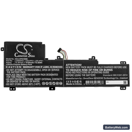Lenovo IdeaPad 5 Pro Replacement Battery, 15.36V, 4750mAh, Li-Polymer 3