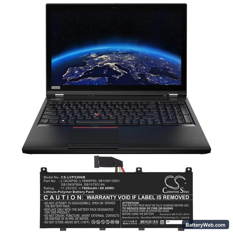 Lenovo Thinkpad P53 Replacement Battery, 11.25V, 7900mAh, Li-Polymer 5