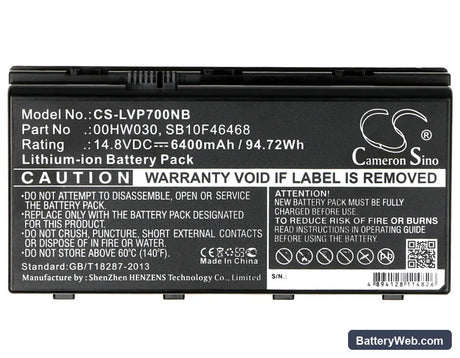 Lenovo ThinkPad P70 Replacement Battery, 14.8V, 6400mAh, Li-ion 5