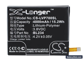 Lenovo P70t Replacement Battery, 3.8V, 4000mAh, Li-Polymer 1