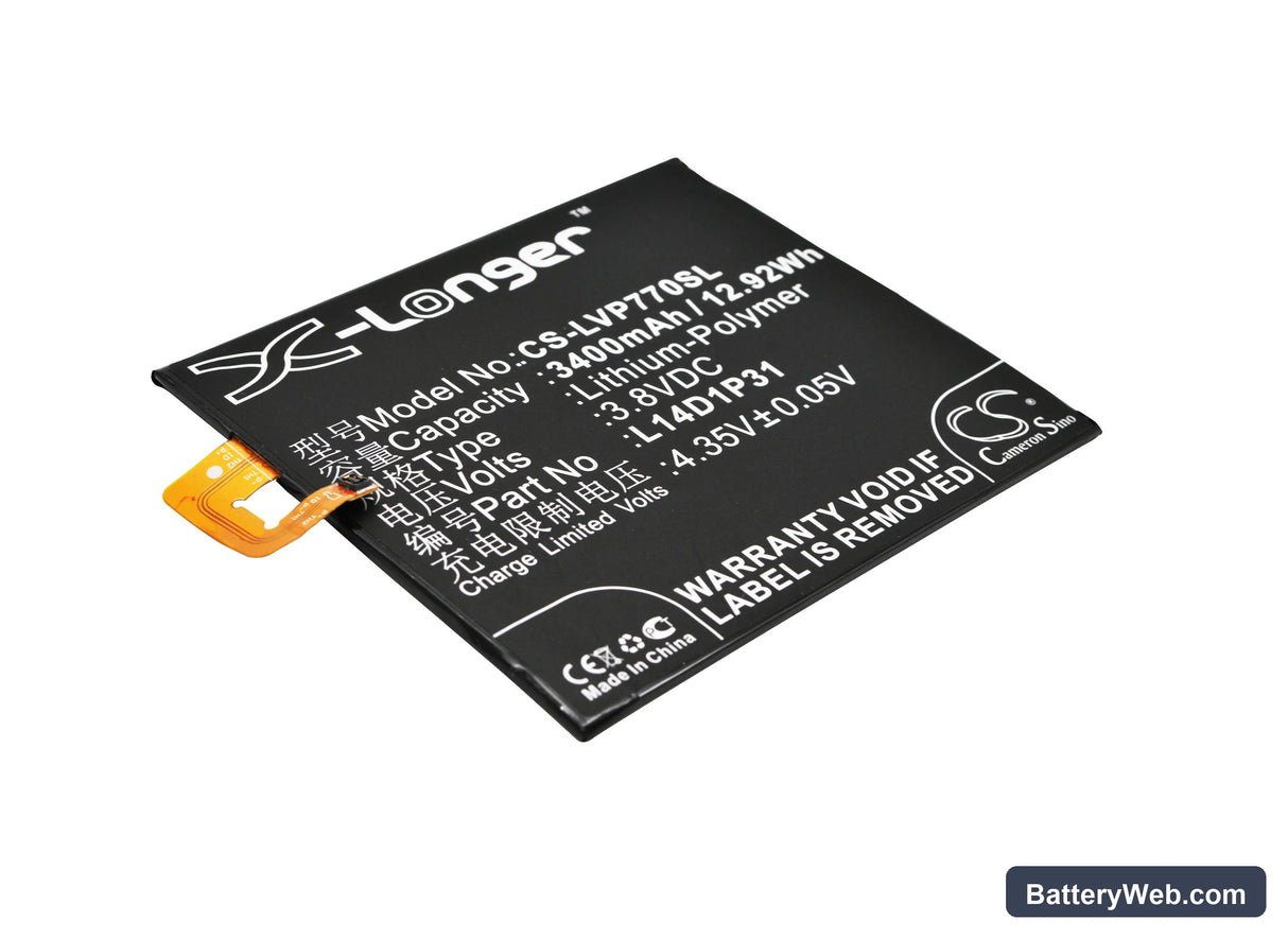 Lenovo PB1-770N Replacement Battery, 3.8V, 3400mAh, Li-Polymer 1