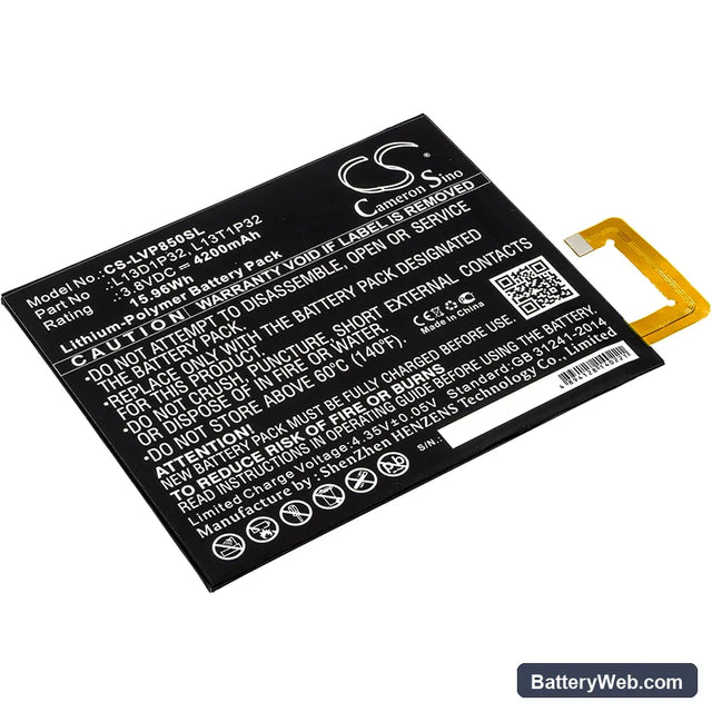 Lenovo Tab 2 A8-50 Replacement Battery, 3.8V, 4200mAh, Li-Polymer 1