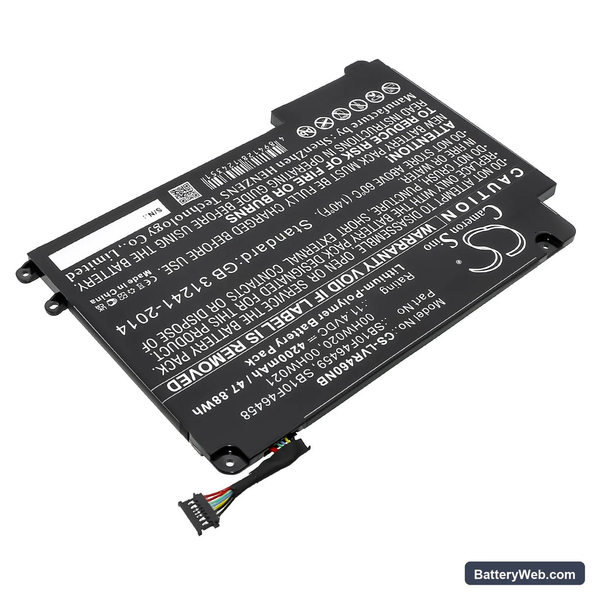 Lenovo ThinkPad Yoga 460 Replacement Battery, 11.4V, 4200mAh, Li-Polymer 2