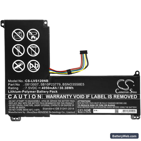 Lenovo IdeaPad 120S-14IAP (81A500GBGE) Replacement Battery, 7.5V, 4050mAh, Li-Polymer 3