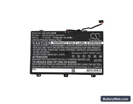 Lenovo ThinkPad Yoga 14 Replacement Battery, 14.8V, 3750mAh, Li-Polymer 5