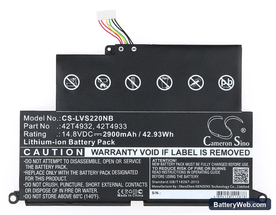 Lenovo Thinkpad Edge E220s Replacement Battery, 14.8V, 2900mAh, Li-ion 5
