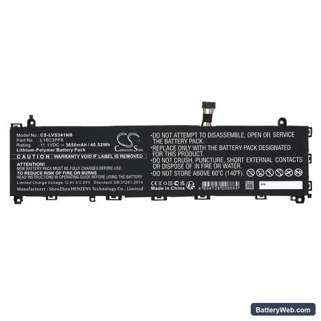 Lenovo IdeaPad S340-13IML Replacement Battery, 11.1V, 3650mAh, Li-Polymer 3