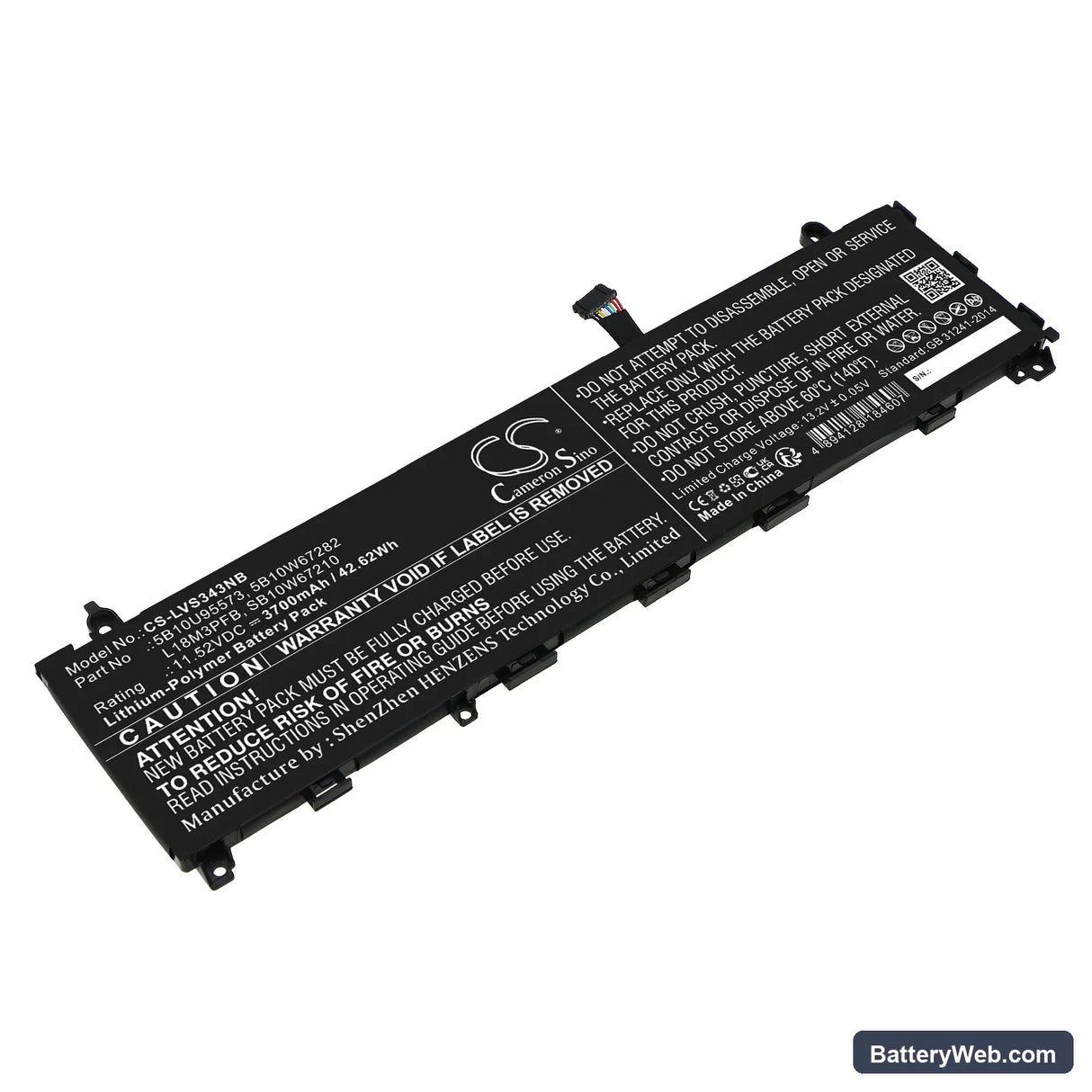 Lenovo IdeaPad S340-13IML Replacement Battery, 11.52V, 3700mAh, Li-Polymer 1