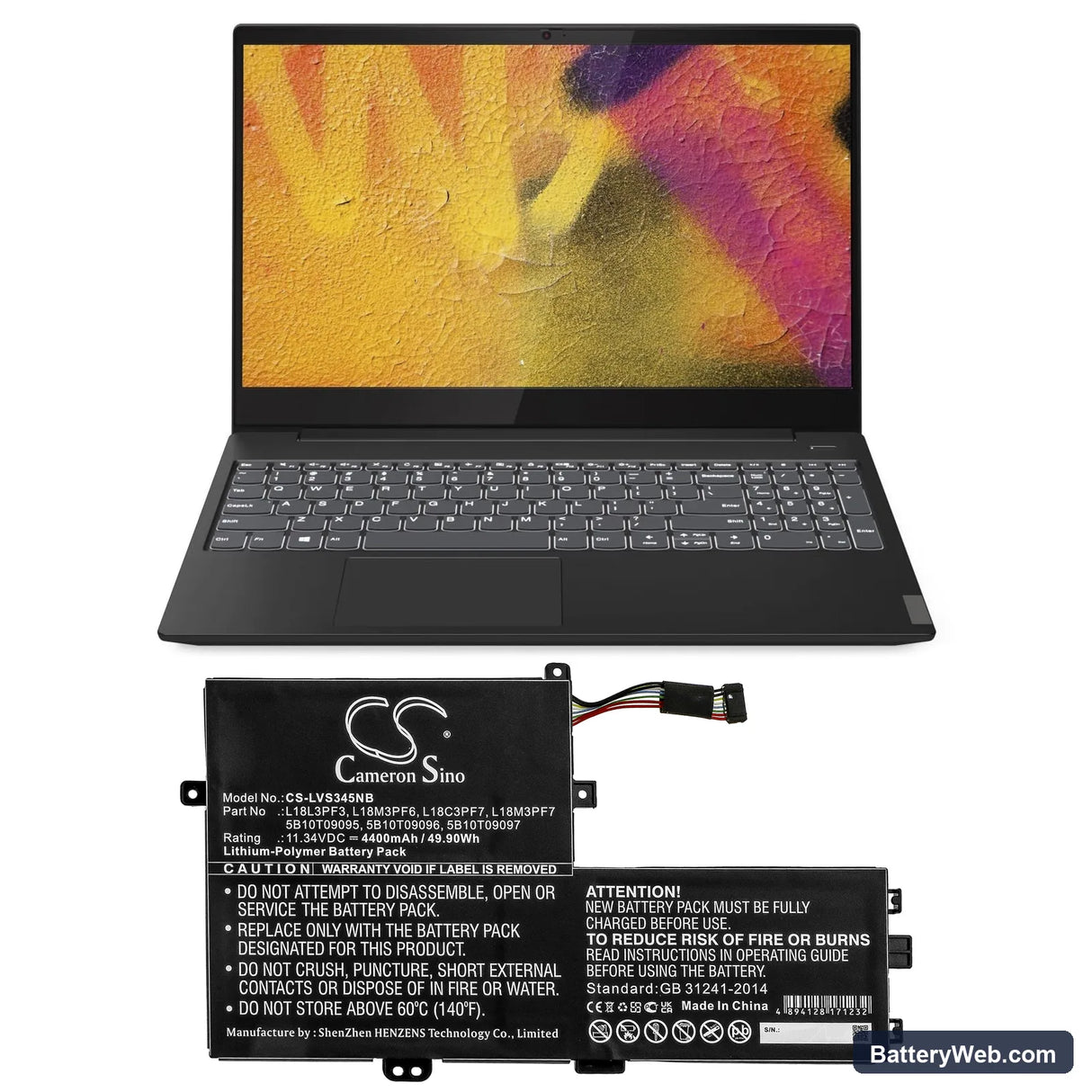 Lenovo IdeaPad S340-15IIL(81WW) Replacement Battery, 11.34V, 4400mAh, Li-Polymer 5
