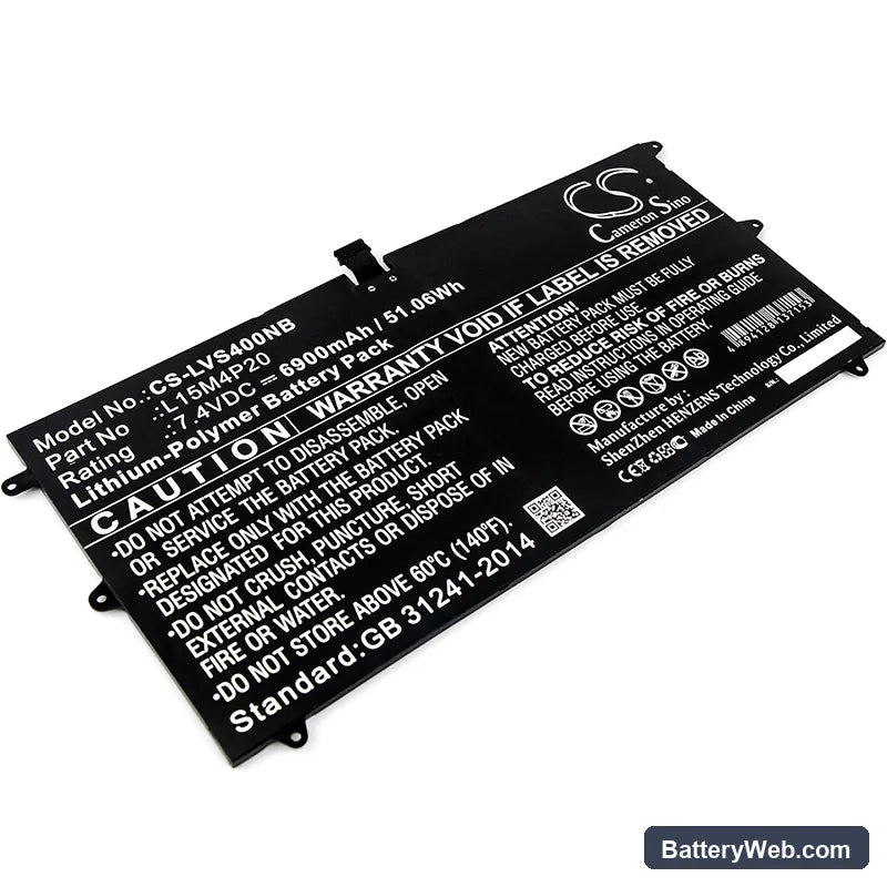 Lenovo Yoga 900S-12ISK Replacement Battery, 7.4V, 6900mAh, Li-Polymer 1