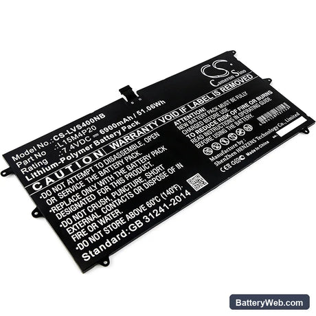 Lenovo Yoga 900S-12ISK Replacement Battery, 7.4V, 6900mAh, Li-Polymer 1