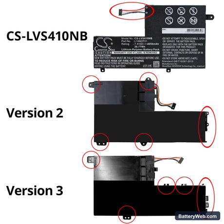 Lenovo S41 Replacement Battery, 7.4V, 4050mAh, Li-Polymer 7