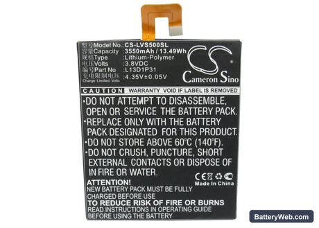 Lenovo IdeaPad S5000 Replacement Battery, 3.8V, 3550mAh, Li-Polymer 5