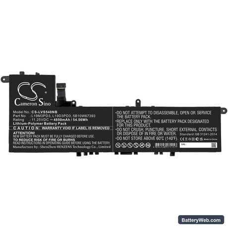 Lenovo xiaoxin Pro13 2020 Replacement Battery, 11.25V, 4850mAh, Li-Polymer 3