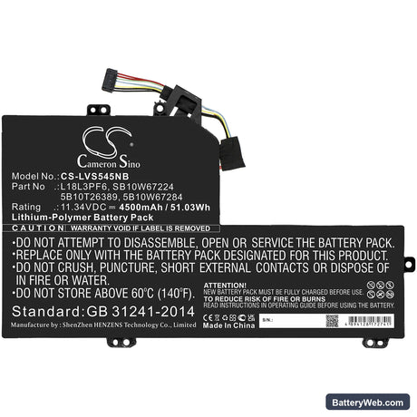 Lenovo Ideapad S540-15IWL GTX Replacement Battery, 11.34V, 4500mAh, Li-Polymer 3