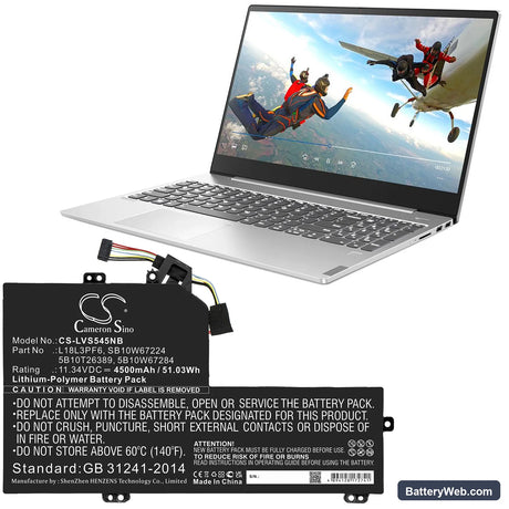 Lenovo Ideapad S540-15IWL GTX Replacement Battery, 11.34V, 4500mAh, Li-Polymer 5