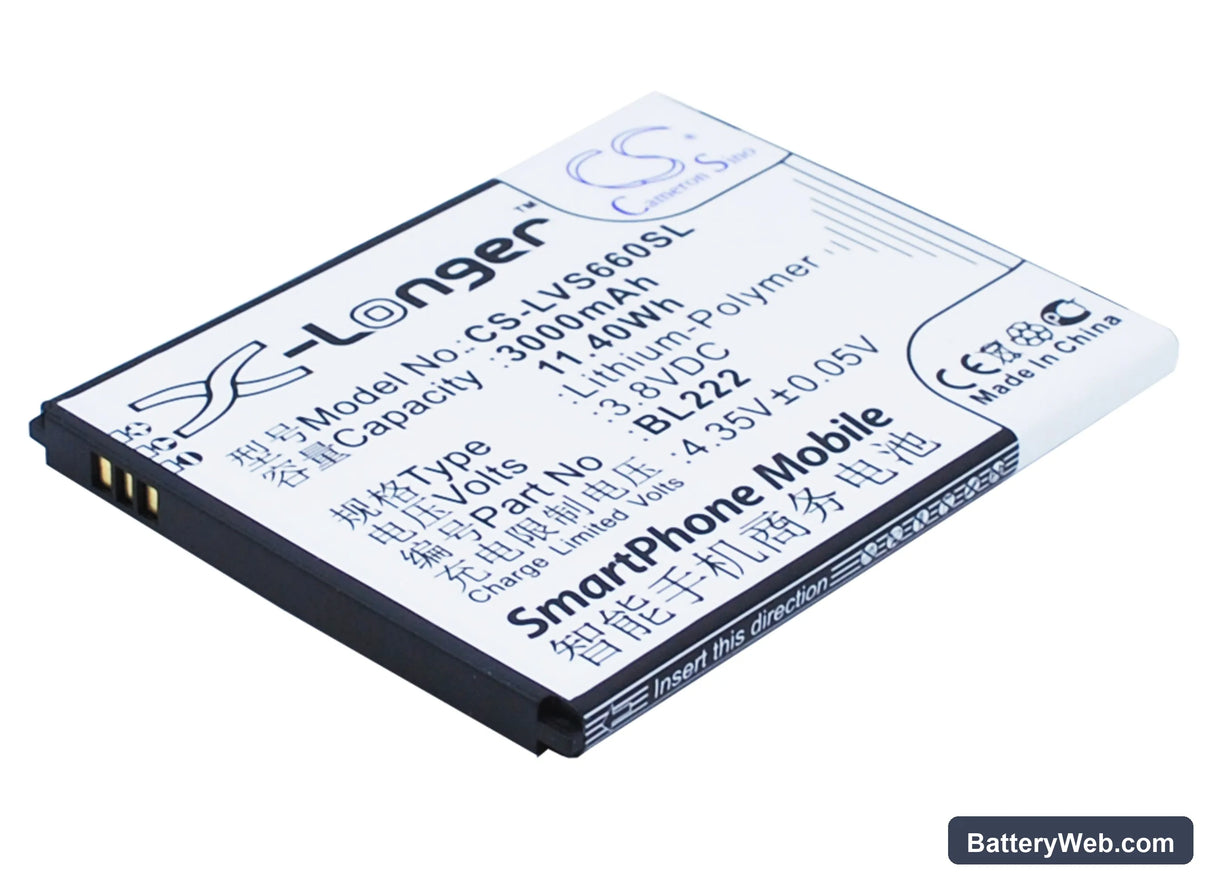 Lenovo S660 Replacement Battery, 3.8V, 3000mAh, Li-Polymer 2