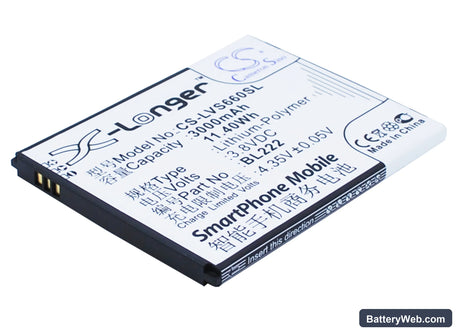 Lenovo S660 Replacement Battery, 3.8V, 3000mAh, Li-Polymer 2