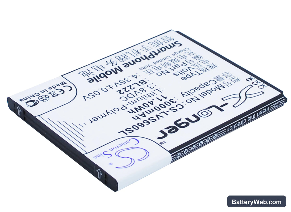 Lenovo S660 Replacement Battery, 3.8V, 3000mAh, Li-Polymer 3