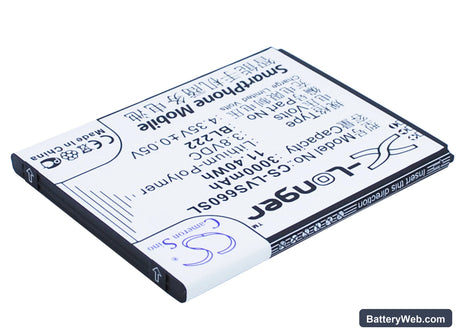 Lenovo S660 Replacement Battery, 3.8V, 3000mAh, Li-Polymer 3