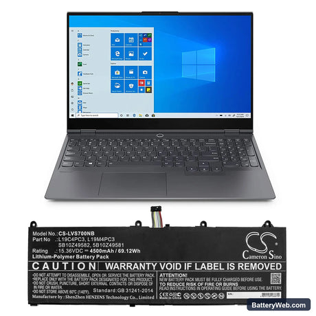 Lenovo Legion S7 Replacement Battery, 15.36V, 4500mAh, Li-Polymer 5