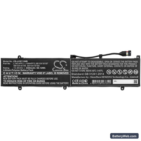 Lenovo Yoga Slim 7 15 Replacement Battery, 15.36V, 4500mAh, Li-Polymer 3