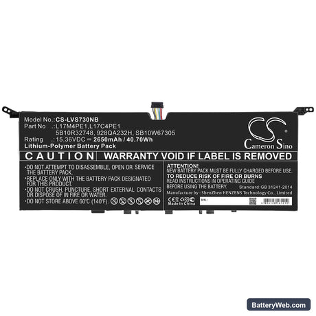 Lenovo Yoga S730 Replacement Battery, 15.36V, 2650mAh, Li-Polymer 3
