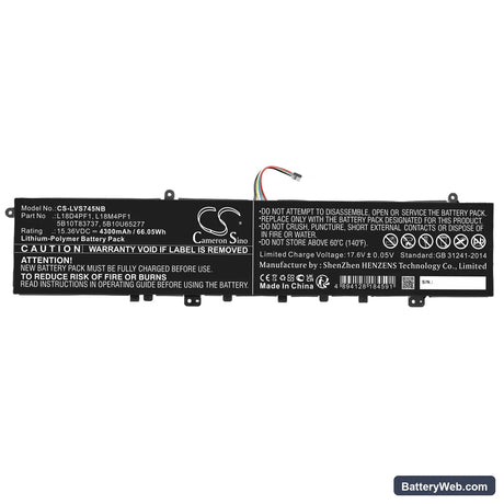 Lenovo Yoga S740-15IRH Replacement Battery, 15.36V, 4300mAh, Li-Polymer 3